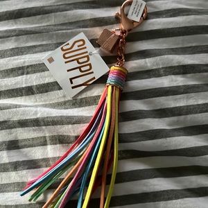 Lularoe, rainbow fringe keychain, brand new with tags rose gold cubes
